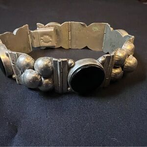 Vintage Silver Bracelet with Onyx